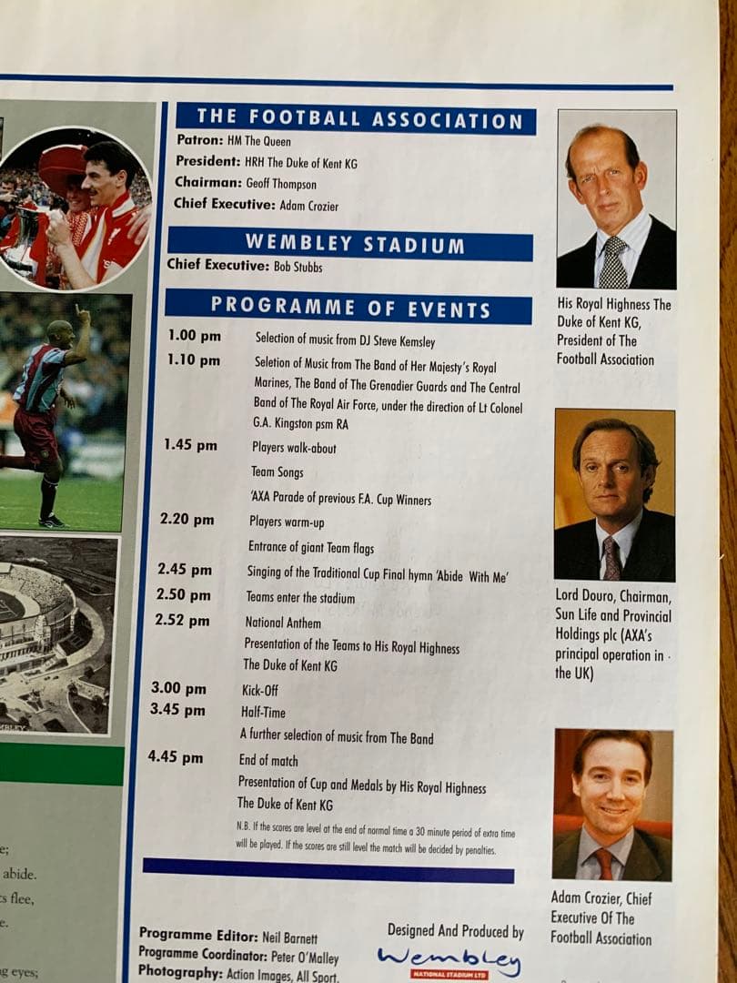 '00FA CupFinalプログラム 旧ウェンブリー最後の決勝戦