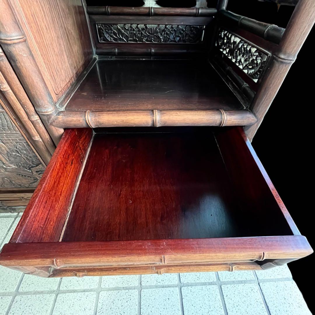 最高級 大阪唐木指物 紫檀 茶棚 茶箪笥 飾り棚 サイドボード キャビネット