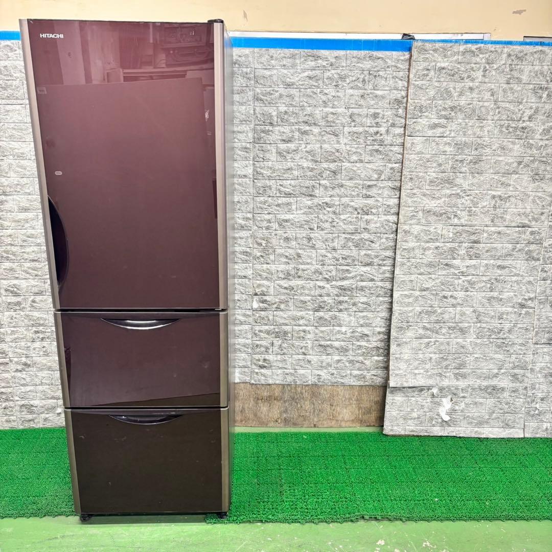 609 ブラウンカラー　日立　大型冷蔵庫　375L 300L強　自動製氷　右開き