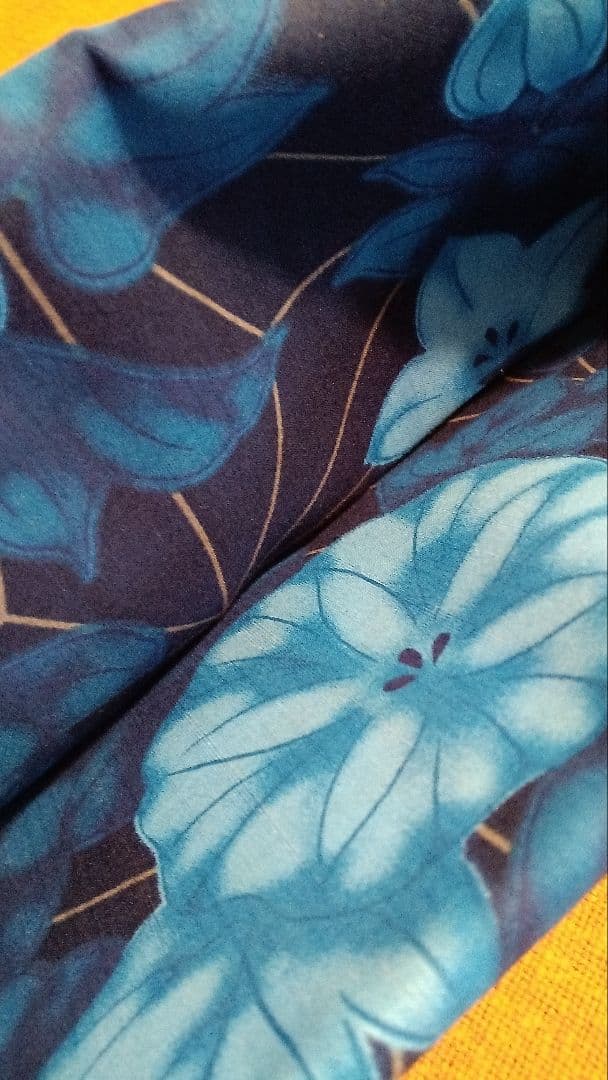 お値下げ　撫松庵ゆかた反物　 朝顔と麻の葉もよう　新品 未開封