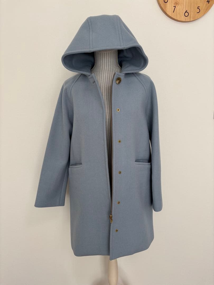 【美品】SHIPS HAMILTON フード・ノーカラー2way ウールコート