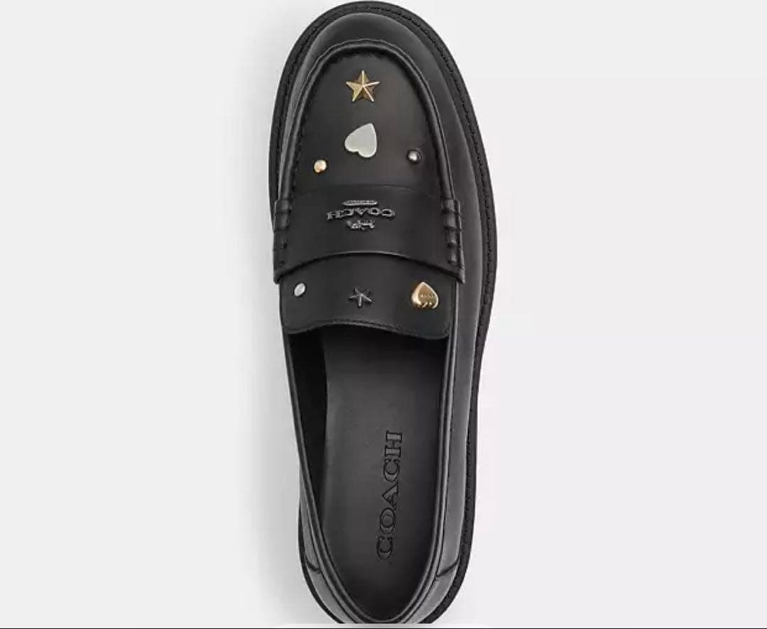 最終値下げ　表記8 サイズ25-25.5相当　COACH スタッズ付きローファー