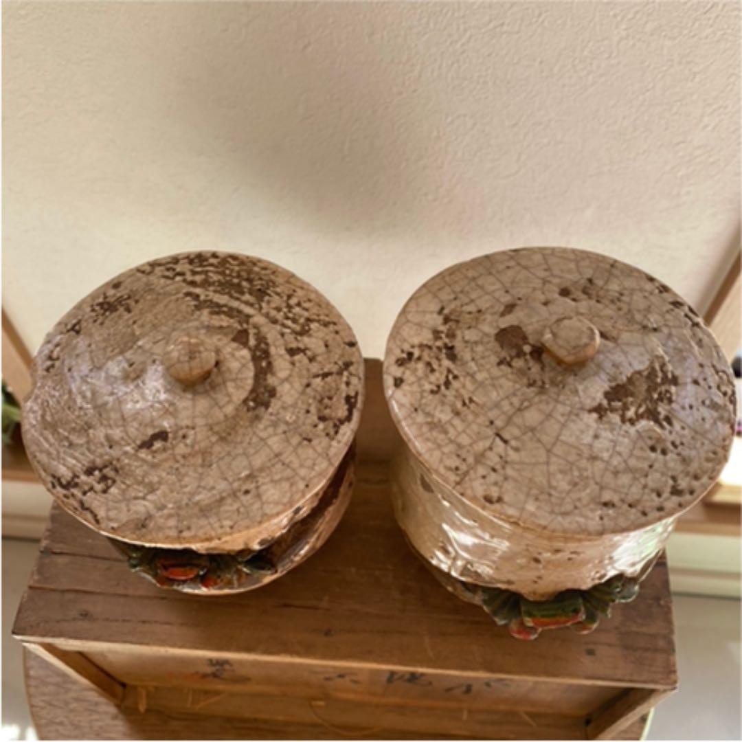 楽山焼　蟹　湯呑み　水月焼　骨董品　時代物