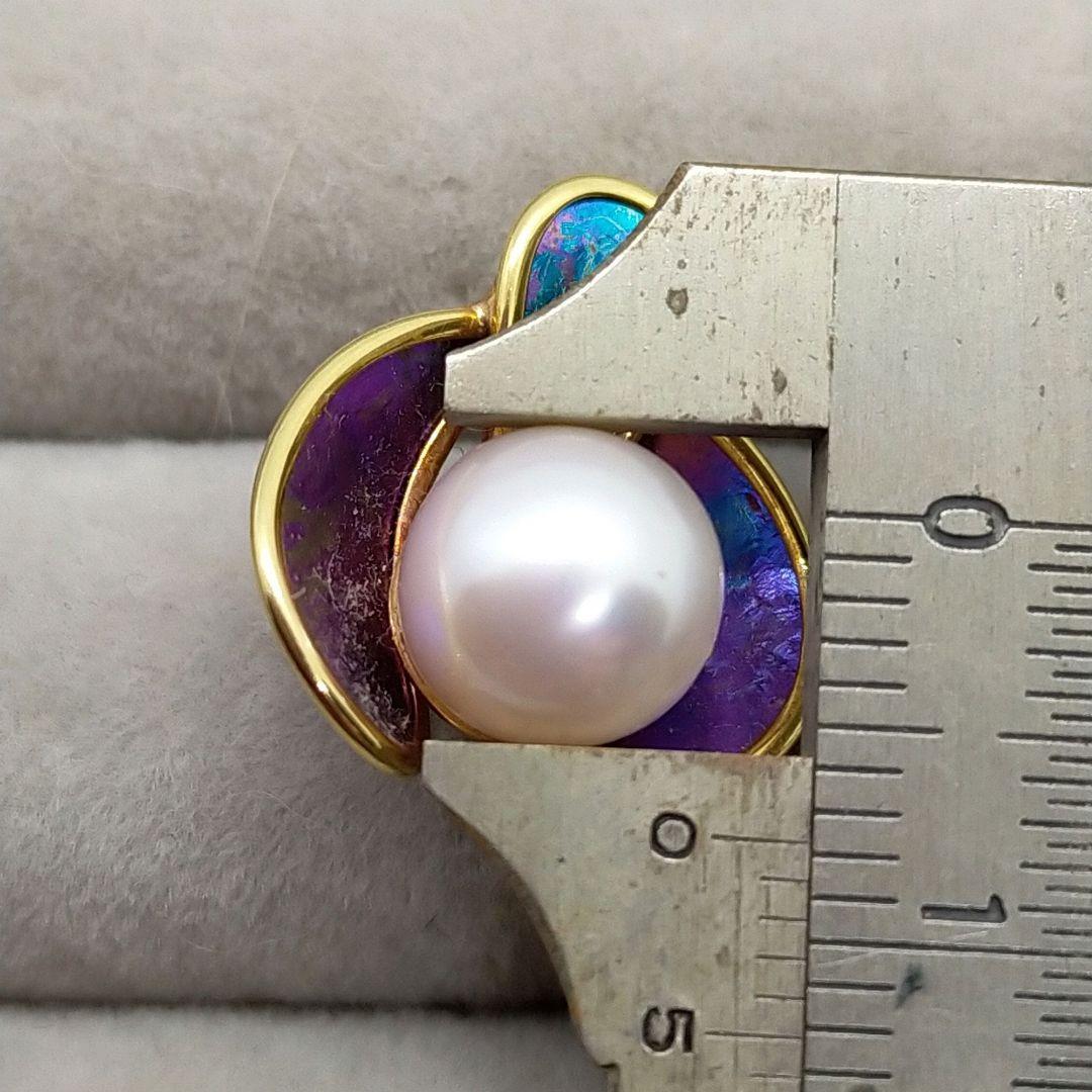K18本真珠 パール チタン ピンブローチ