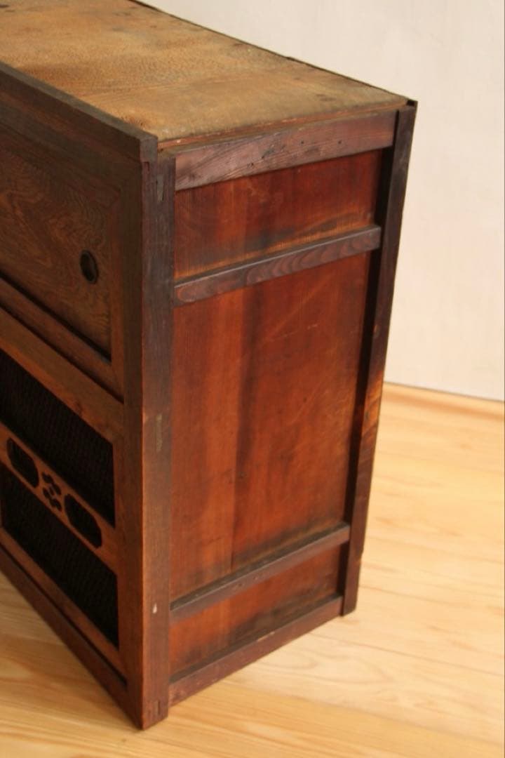 収納棚　食器棚　木製　横幅約88㎝　古家具　和モダン　小箪笥　引き出し付き