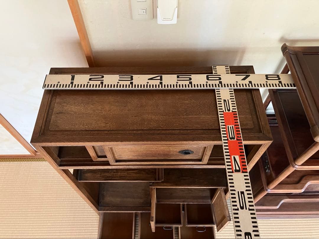 茶箪笥 化粧棚 昭和レトロ 違い棚 小ぶり 古家具 時代家具 アンティーク家具