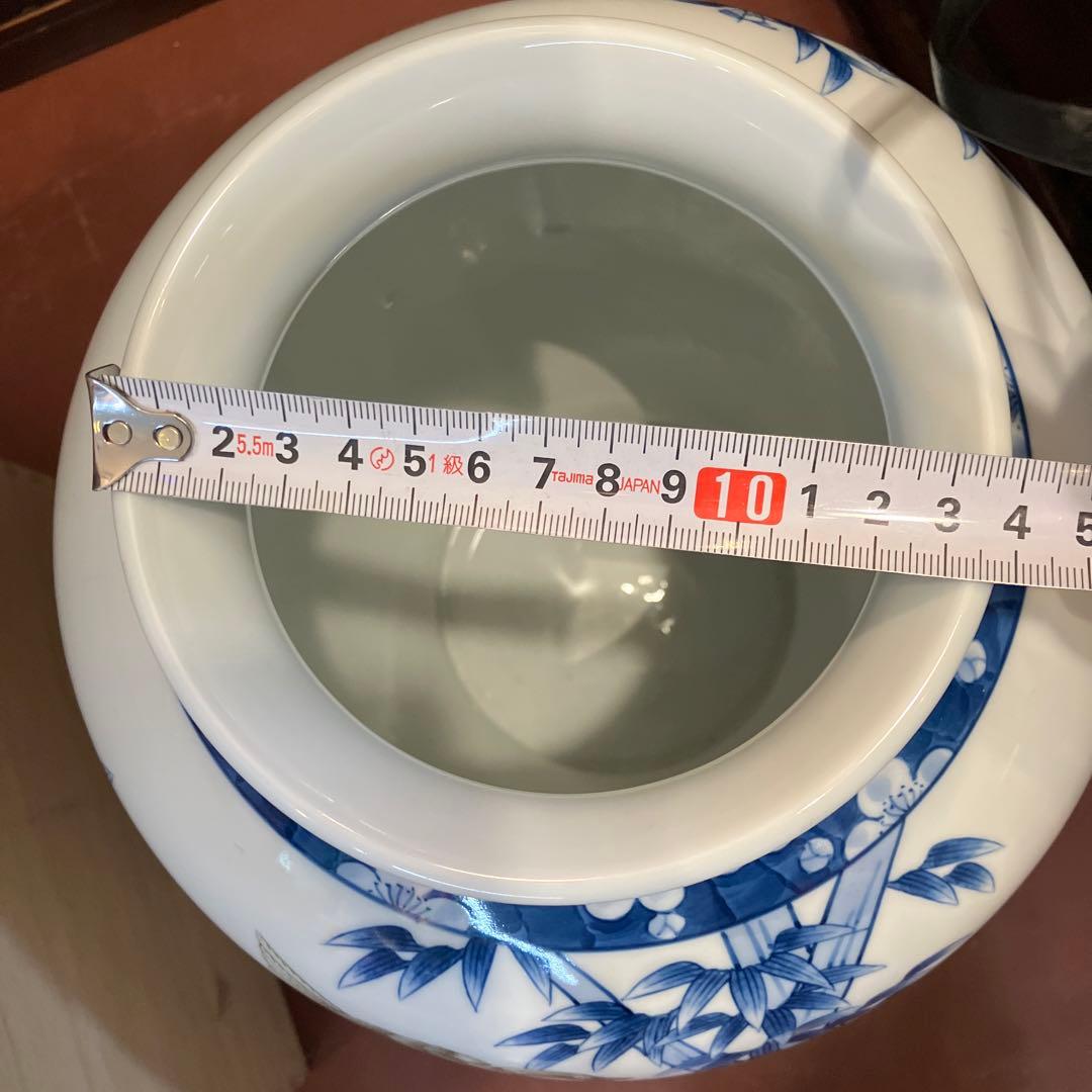 弥左衛門作　有田焼　某泉窯　竹雀文　花瓶