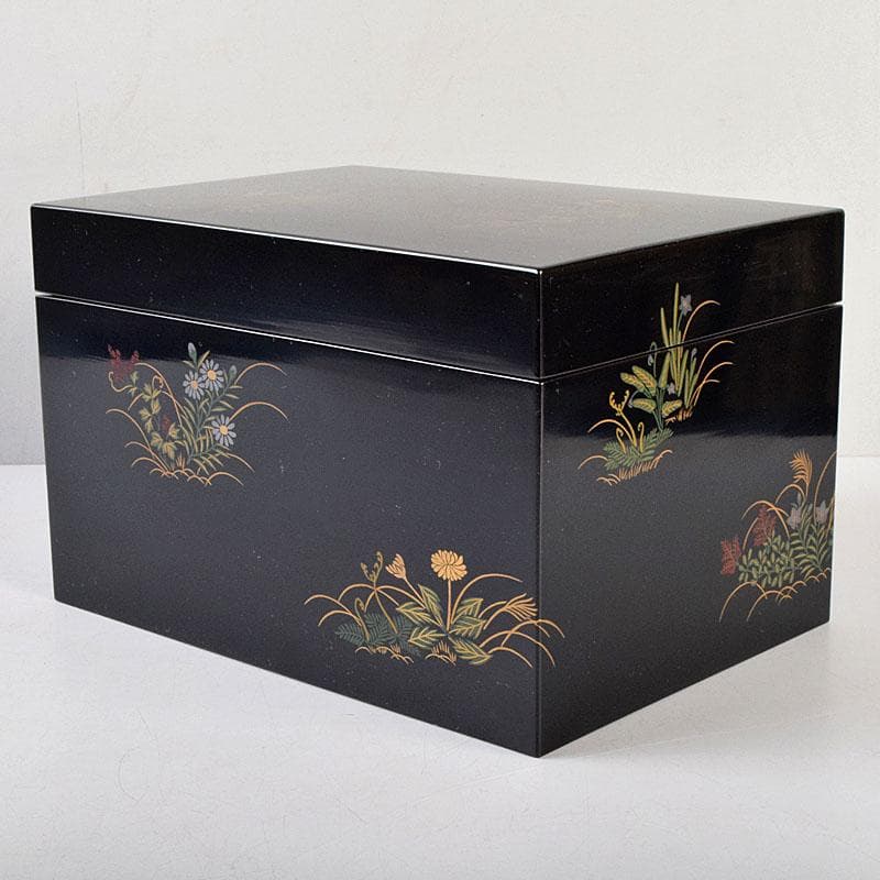 茶道具　井筒寛斉造　草花蒔絵　茶箱　茶碗　棗など　九点一式　共箱　U　R9039