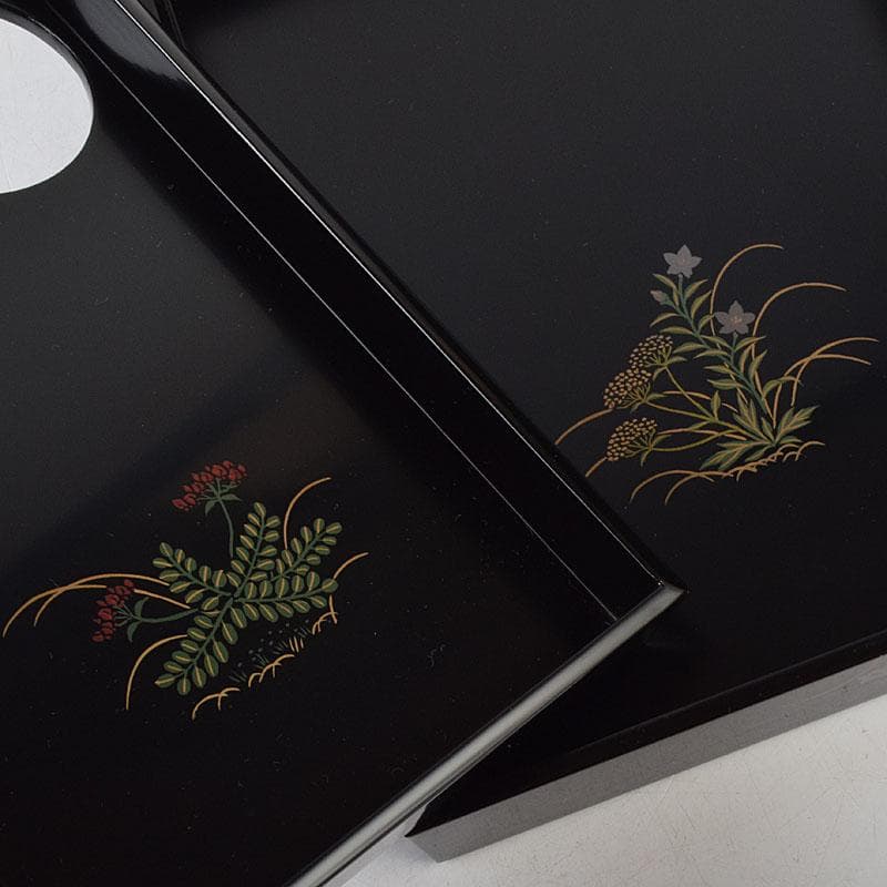 茶道具　井筒寛斉造　草花蒔絵　茶箱　茶碗　棗など　九点一式　共箱　U　R9039