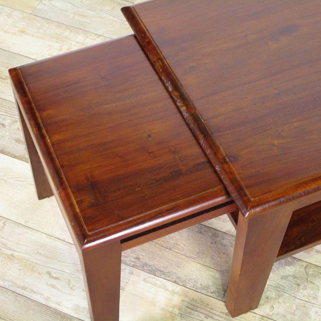 L 新品 アジアン 伸長式 テーブル ローテーブル アンティーク 座卓 木製