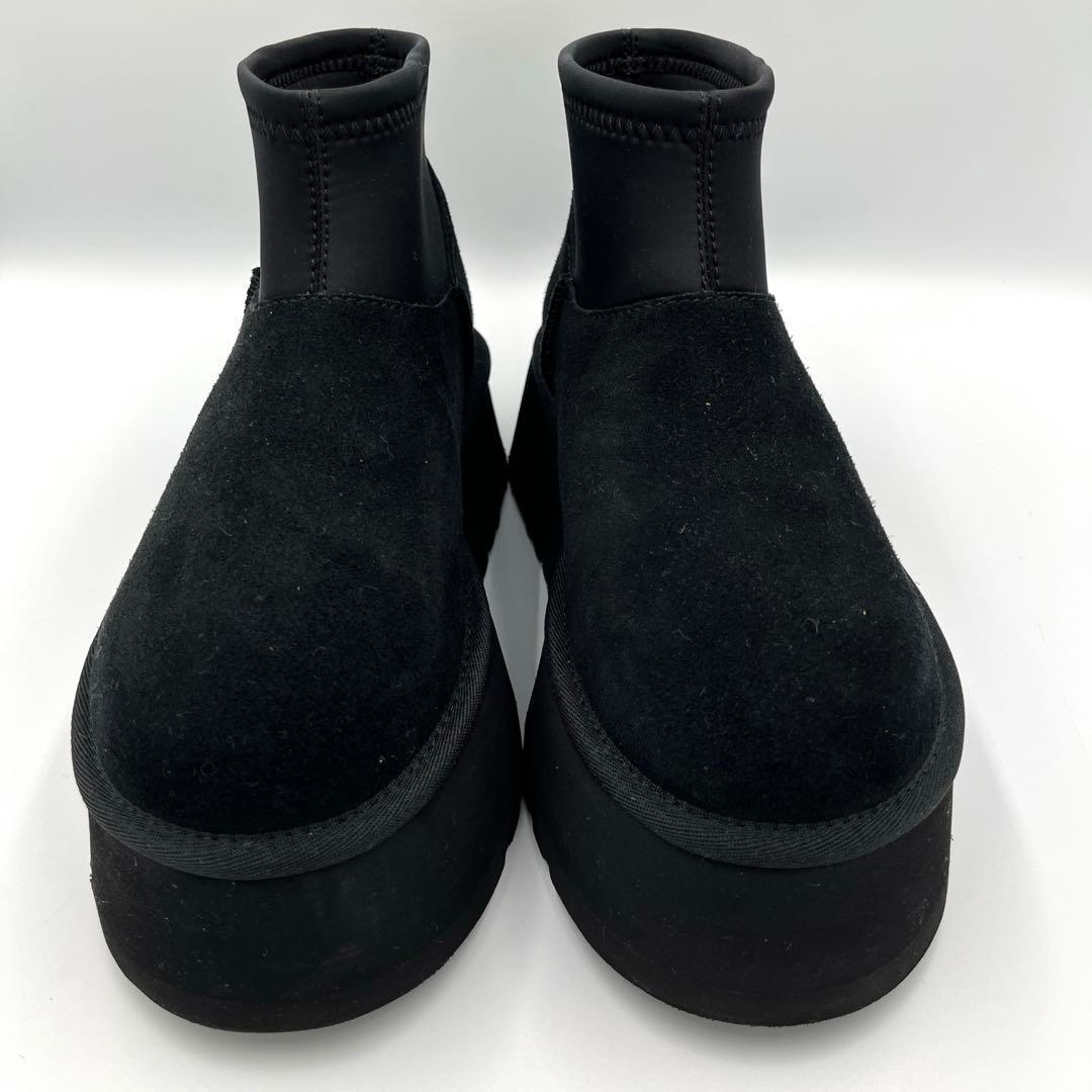 【美品】UGG W CLASSIC MINI DIPPER 厚底ブーツ黒23