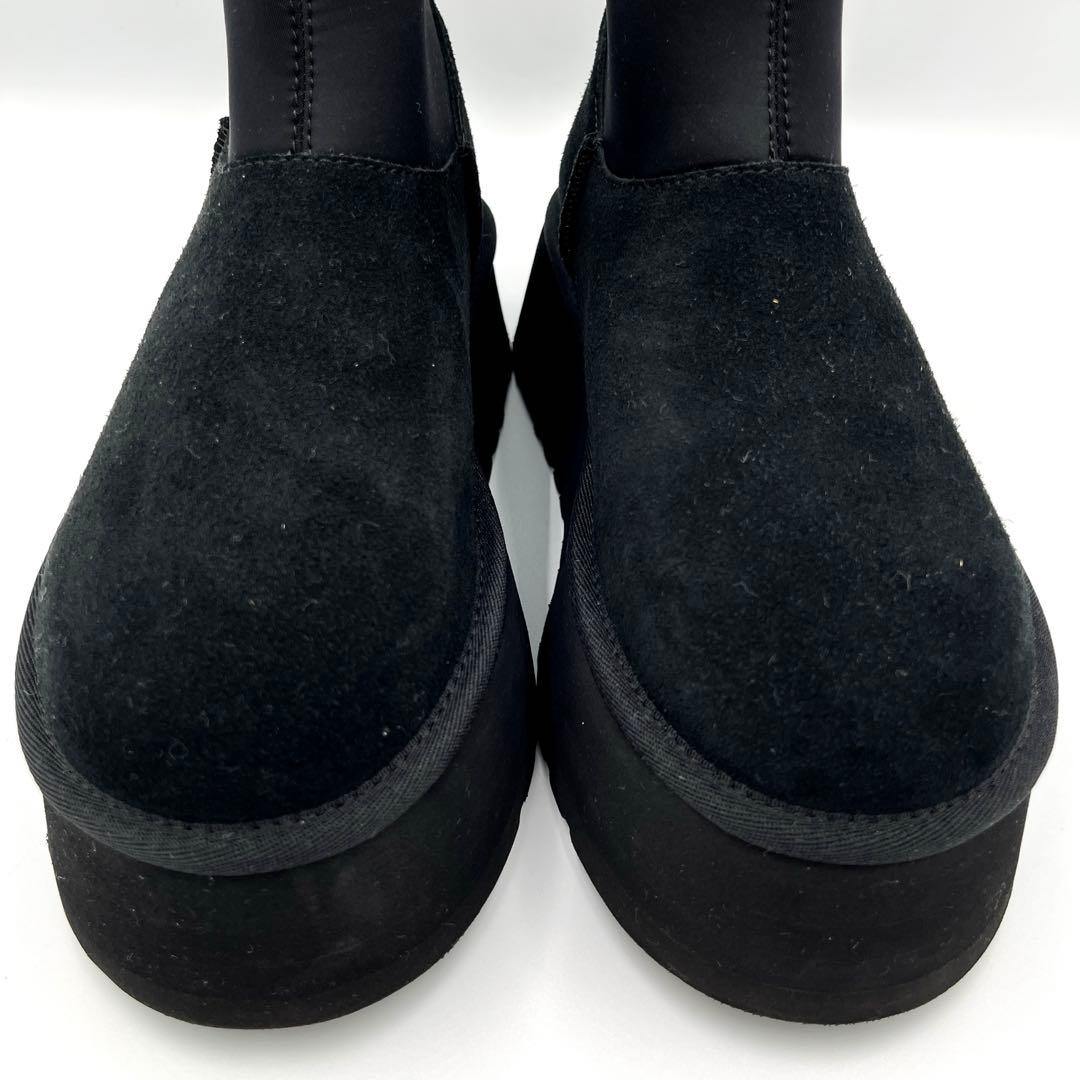 【美品】UGG W CLASSIC MINI DIPPER 厚底ブーツ黒23