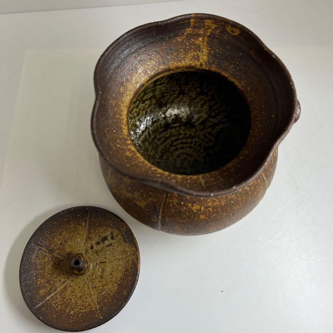 ☆茶3 韓国人間文化財　趙誠主　宝袋型　水指　共箱幅約15㎝　東な8-0201①