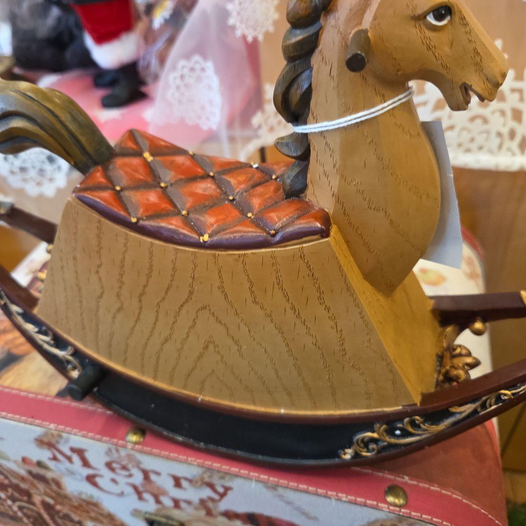 く*ん様 木製馬のロッキングホースクリスマス飾りオルゴール