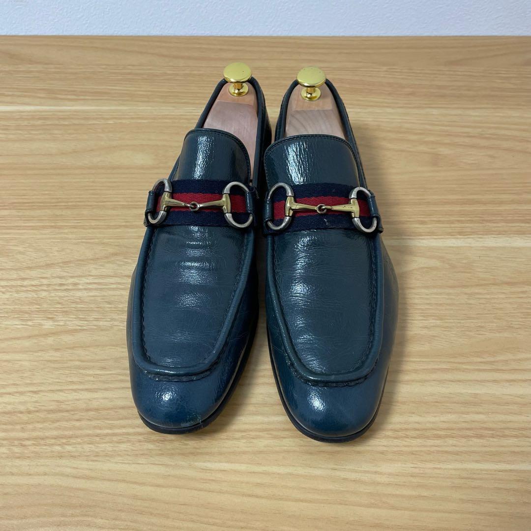 グッチ　ホースビットローファー　グリーン系　レザー　40