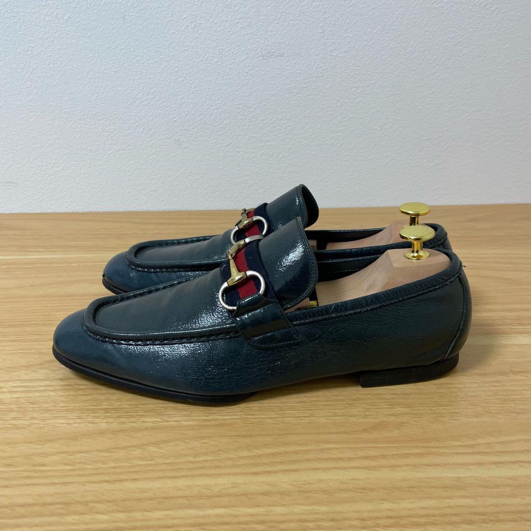 グッチ　ホースビットローファー　グリーン系　レザー　40