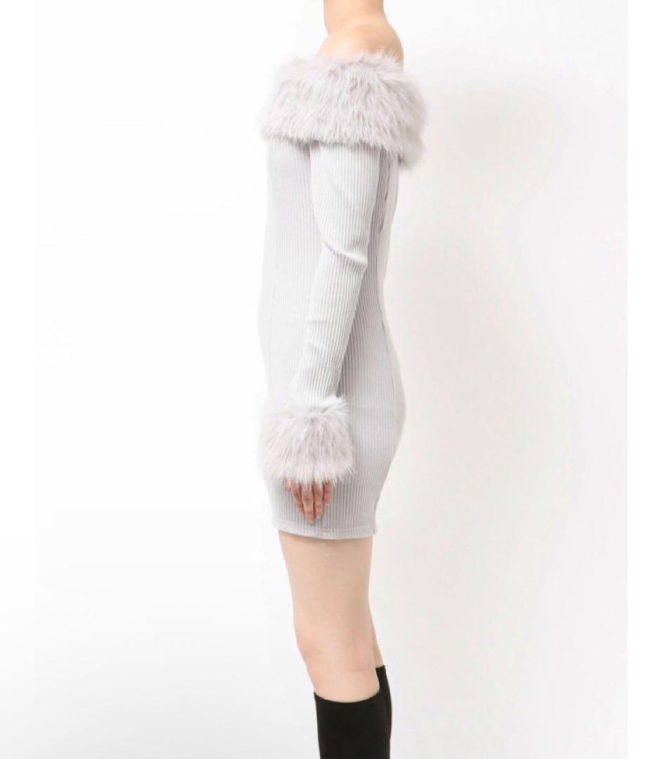 新品未使用 EATME フェイクファー オフショル ミニワンピース ブラック