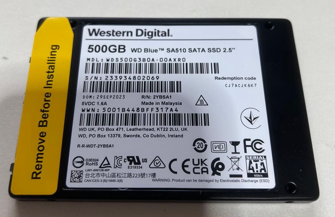 ORICO 2.5 3.5インチアダプター WD Blue 500GB SSD