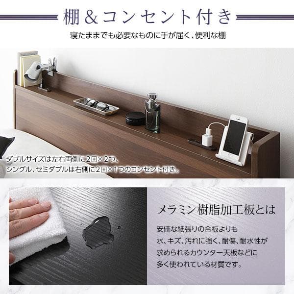 ベッド ブラック ダブル ボンネルコイルマットレス付きds-2173647