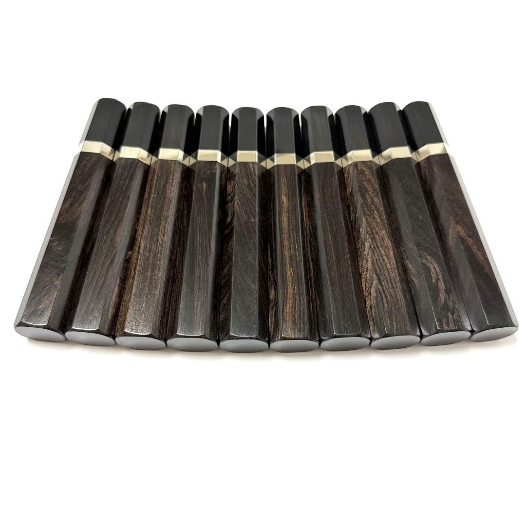 10本セット 銀巻 黒水牛角 フグ引き270 黒檀八角柄 フグ引き9寸 包丁の柄