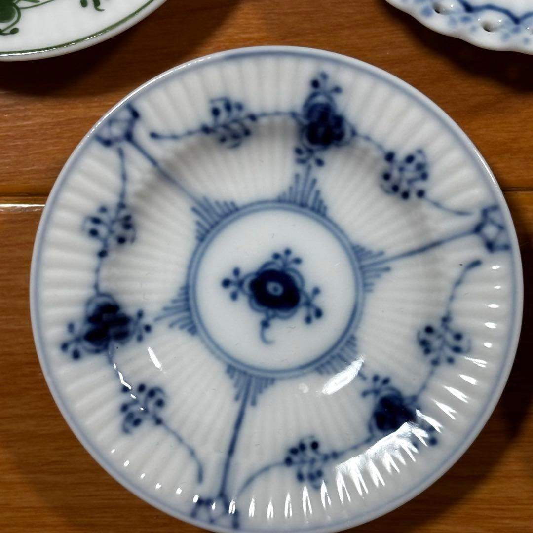 希少 ロイヤルコペンハーゲン グリーン フルレース ハーフレース 豆皿 5枚