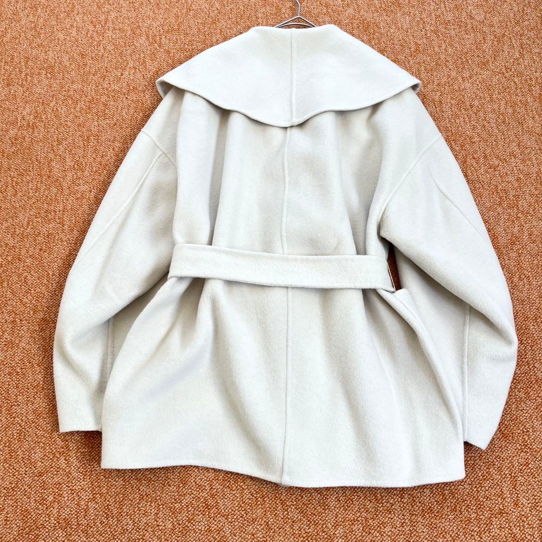 moku様　アンクレイヴ ショールカラー ベルト付き リバーミドルコート ウール