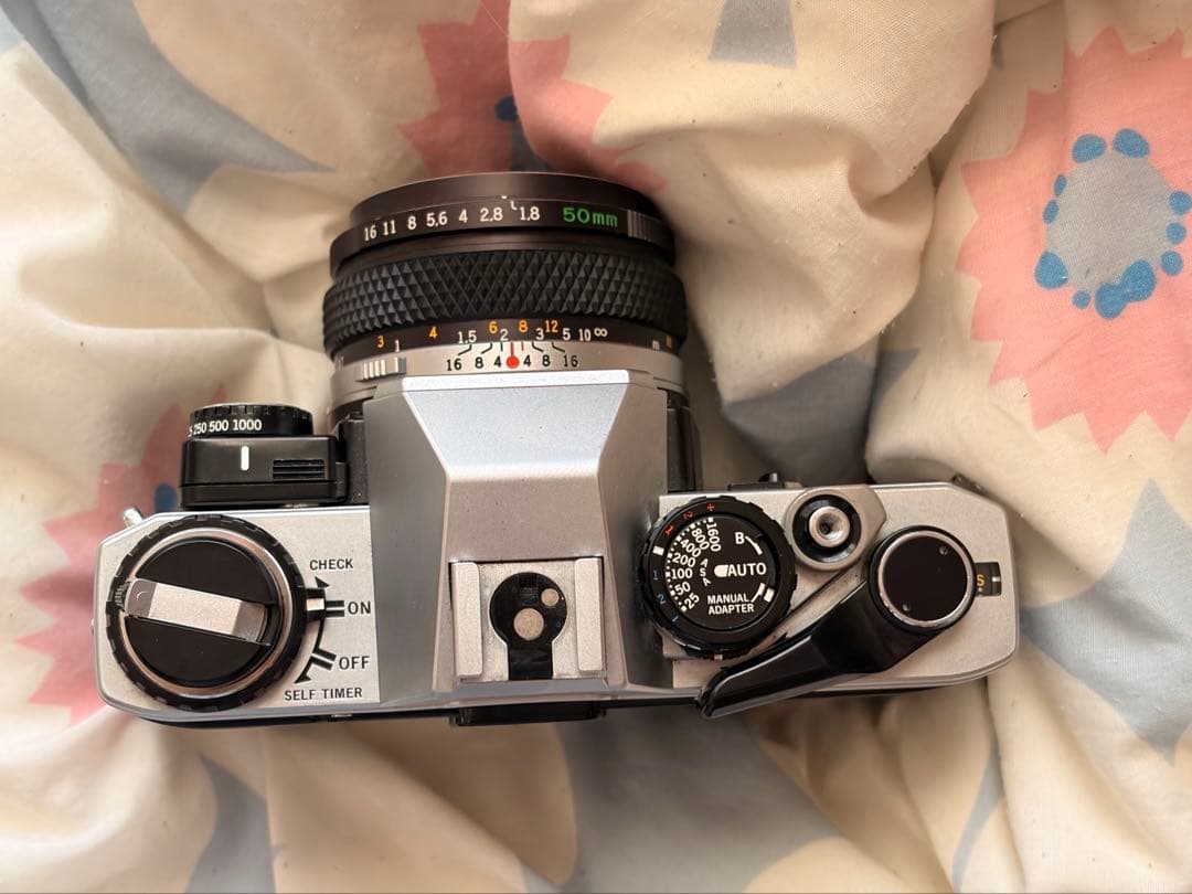 完動 OLYMPUS OM-10 & 50mm f1.8 マニュアルアダプタ付き