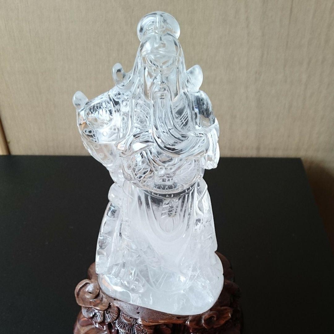 関羽 天然水晶 手彫り (大) パワーストーン 原石 石 インテリア 小物 置物