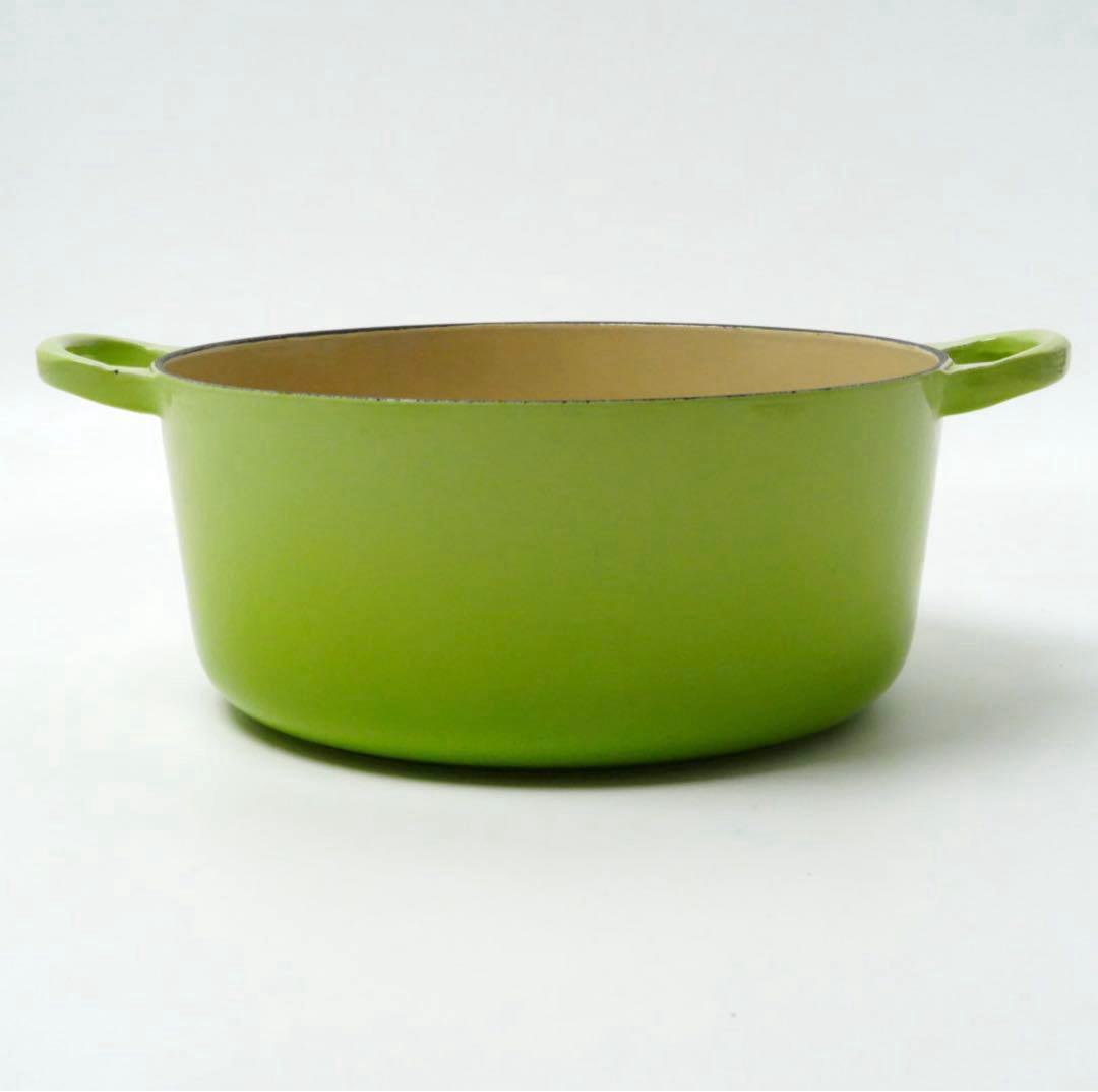 【美品】LE CREUSET　ココット ロンド フルーツグリーン 22cm