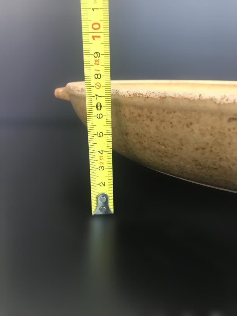 陶器製丸型陶板　直火OK　 直径約40ｃｍ　持ち手付き　新品未使用
