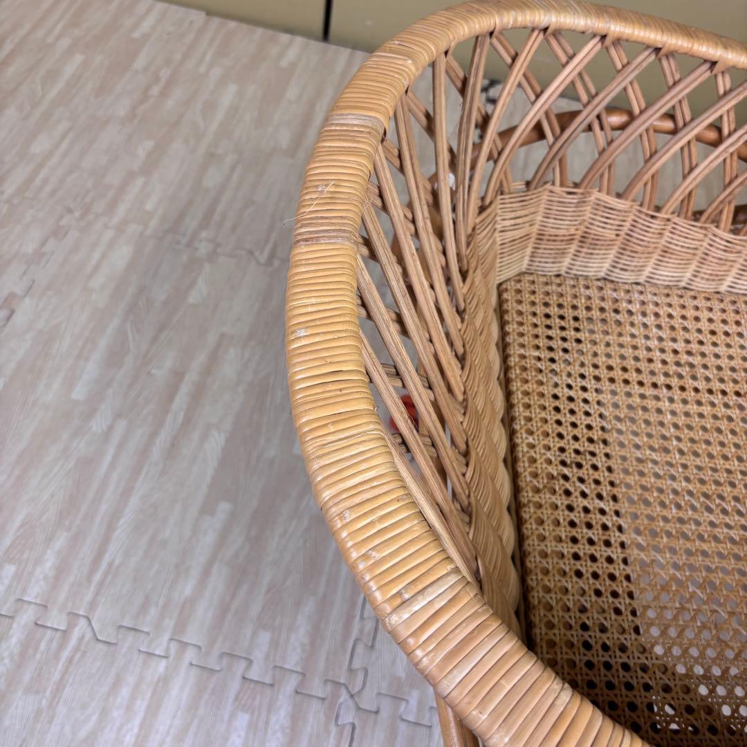 籐のベビーベッド　ゆりかご　キャスタースタンド付　アンティーク