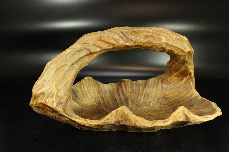 葡萄木 手付 器 木彫 古民具 時代物(K-LC949)