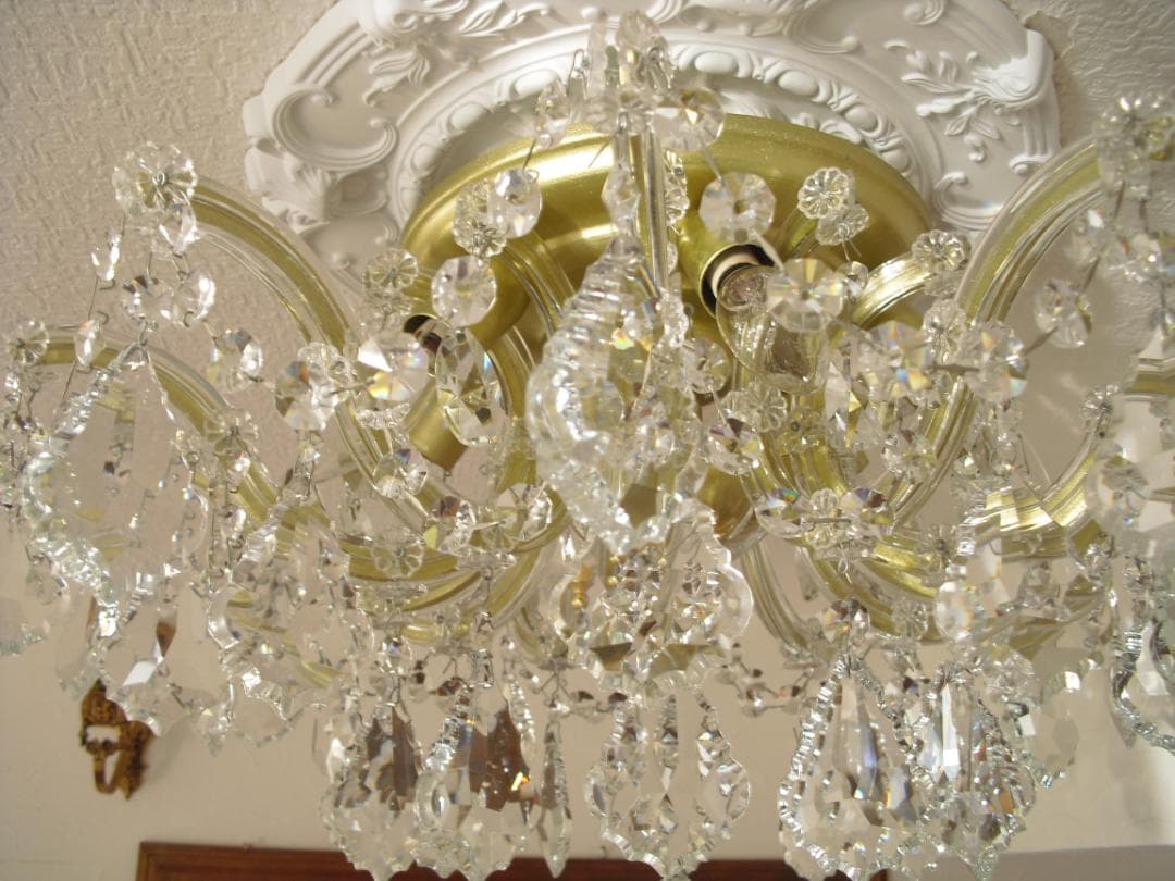 イタリア製 シーリングシャンデリア☆美しいカットと透明感のクリスタルガラス