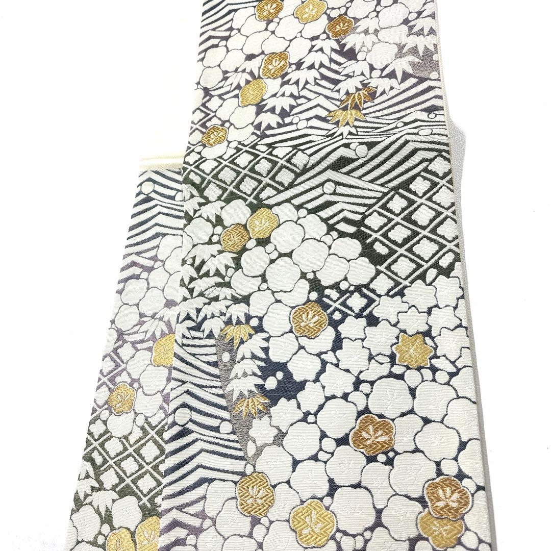 専用帯6127 ●高級 正絹 六通 袋帯 竹 梅