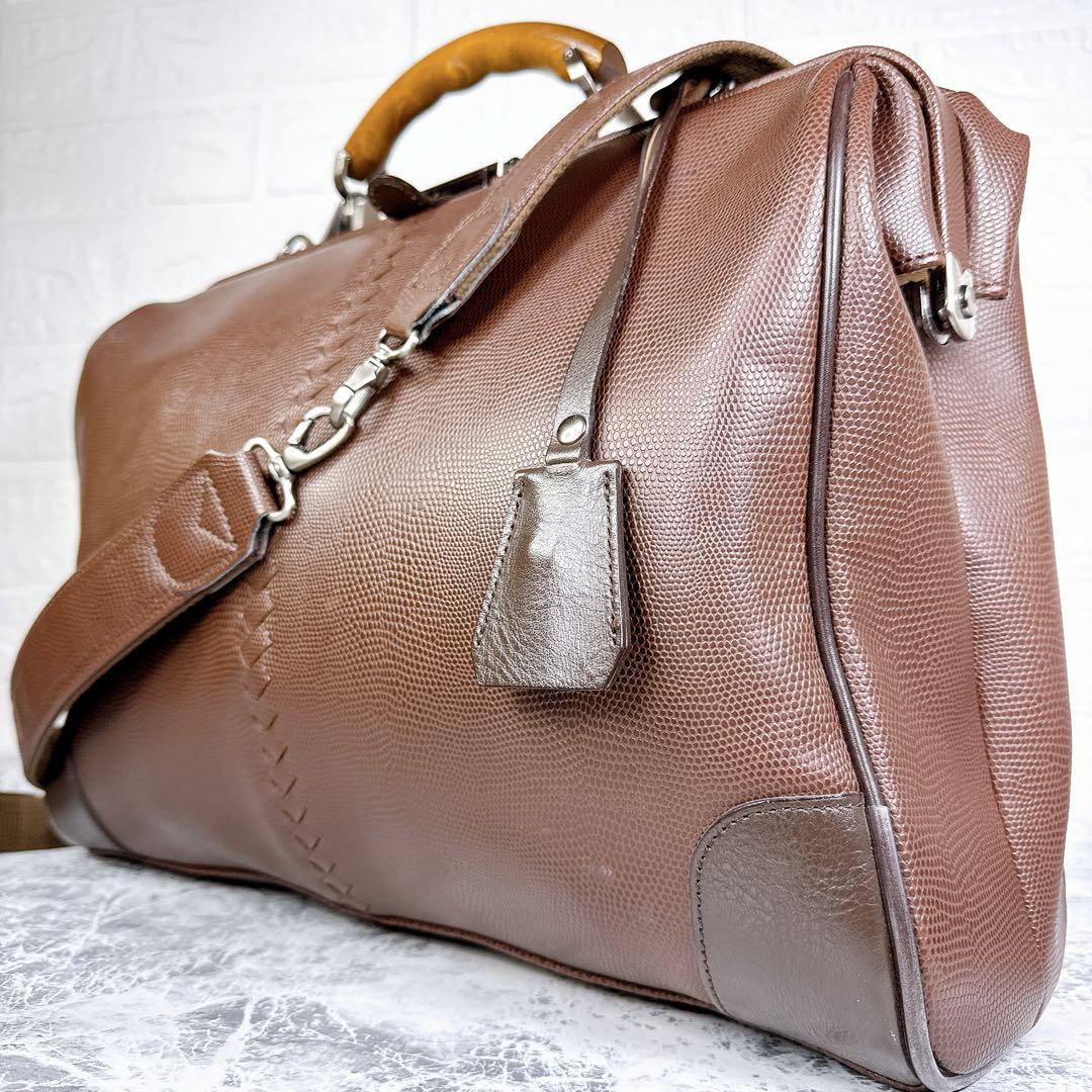 外観極美品【豊岡鞄/YOUTA】本革 LIZARD 3WAY 横ダレスL