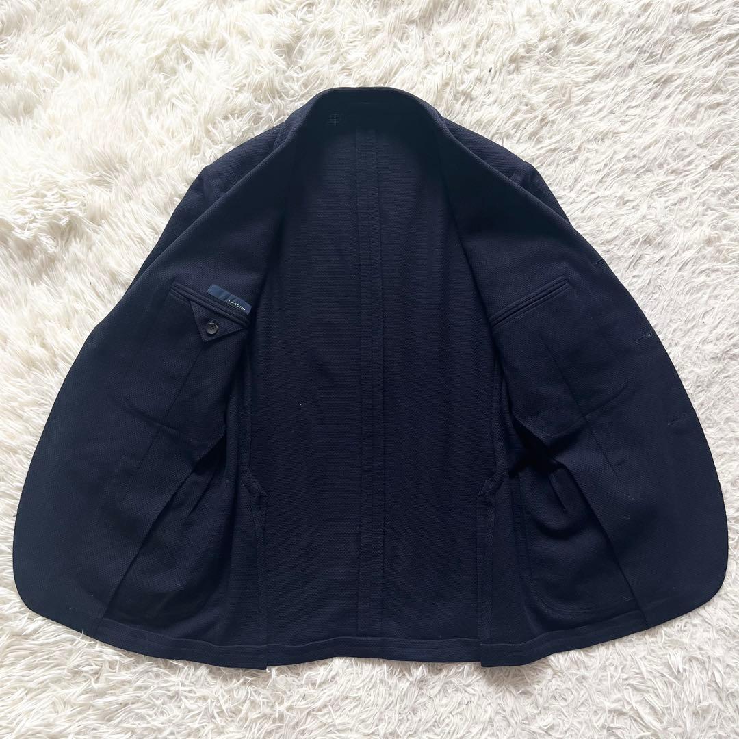 <美品>LARDINI ネイビー ポップサック ウール ジャケット サイズ48
