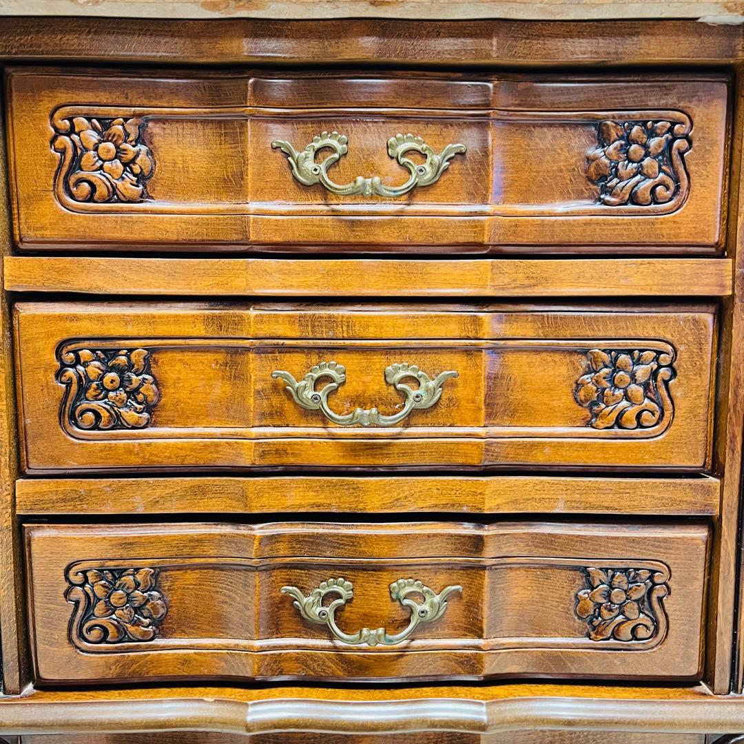 クラウディオ 猫脚 3段チェスト アンティーク イタリア製 大理石 天板