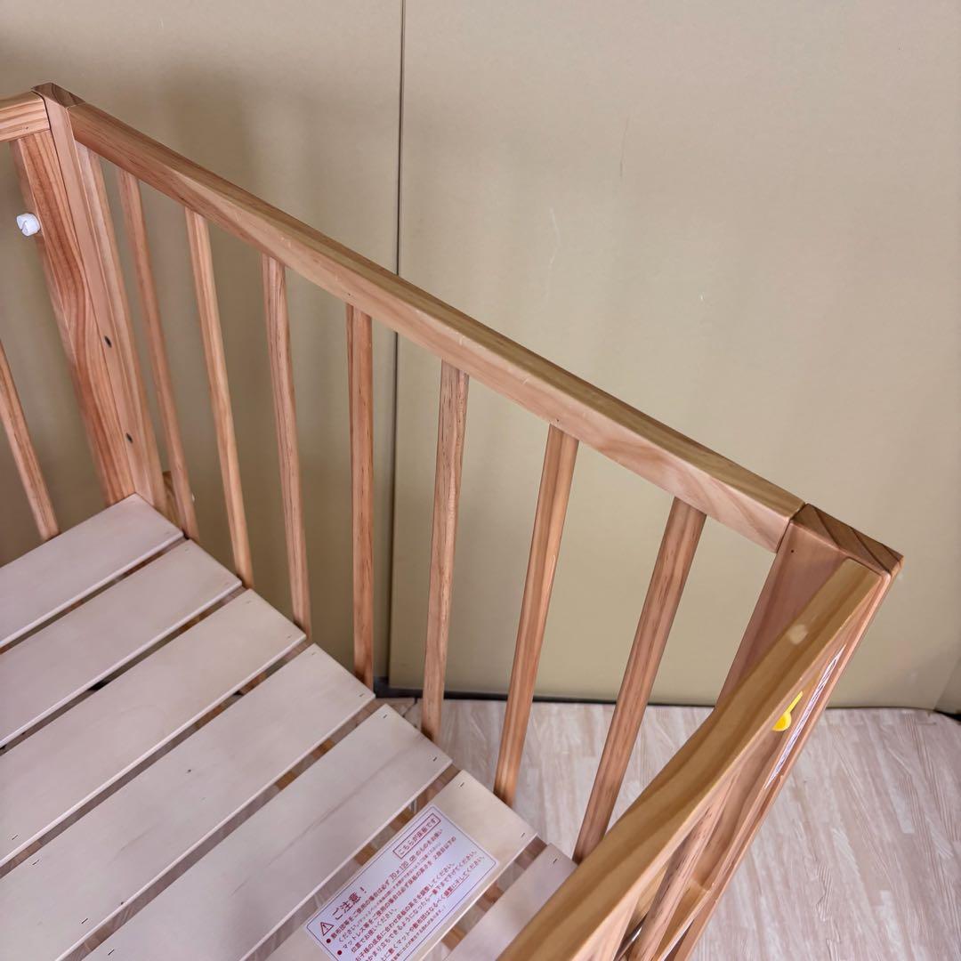 除菌清掃済　☆美品☆　大和屋　キホン　ベビーベッド　ナチュラル　すのこ床板