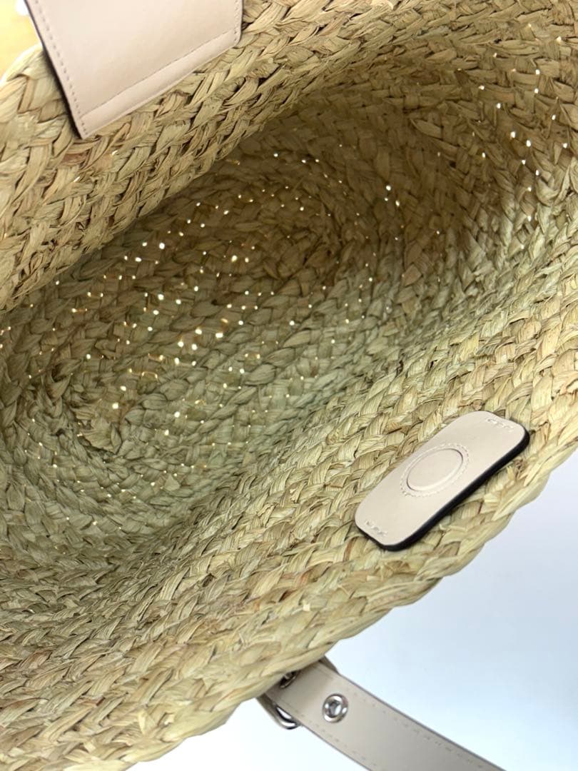 COACH コーチ レザー×ストロー カゴバッグ トート 大容量