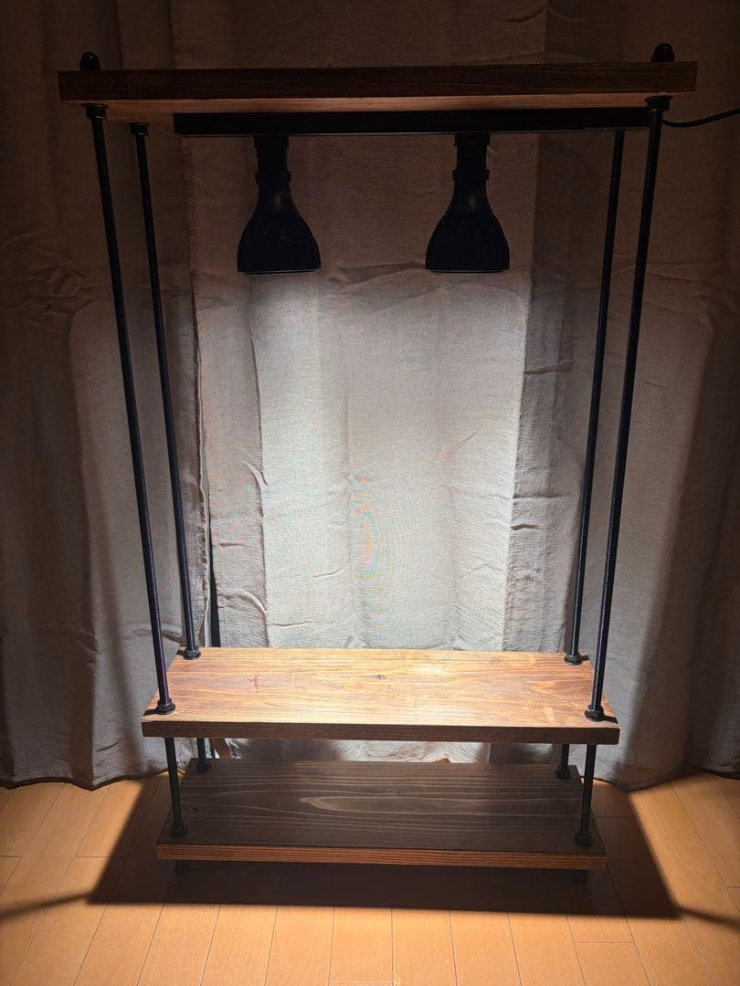 スターターセット 電球・ソケット付 植物育成棚 天然木製インダストリアルラック