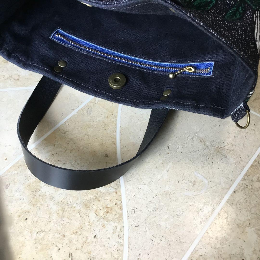 ミナペルホネンrosy ネイビー楕円底 トートバッグ　ハンドメイド