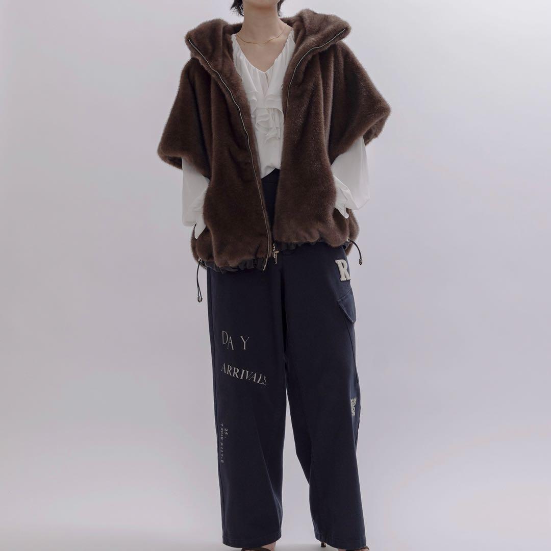 Eimee Law エイミーロウ ミンクライクファーケープ ブラウン