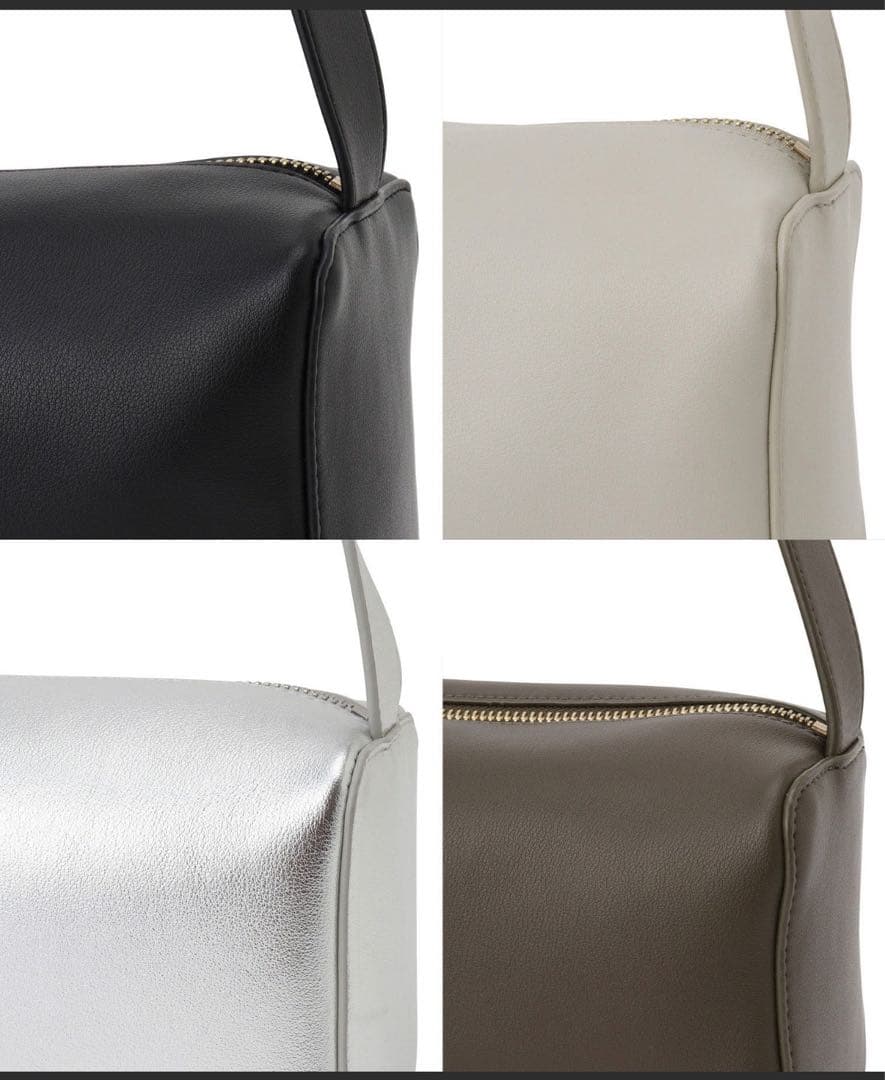 SALON adam et rope' グレーレザーボックスショルダーバッグ