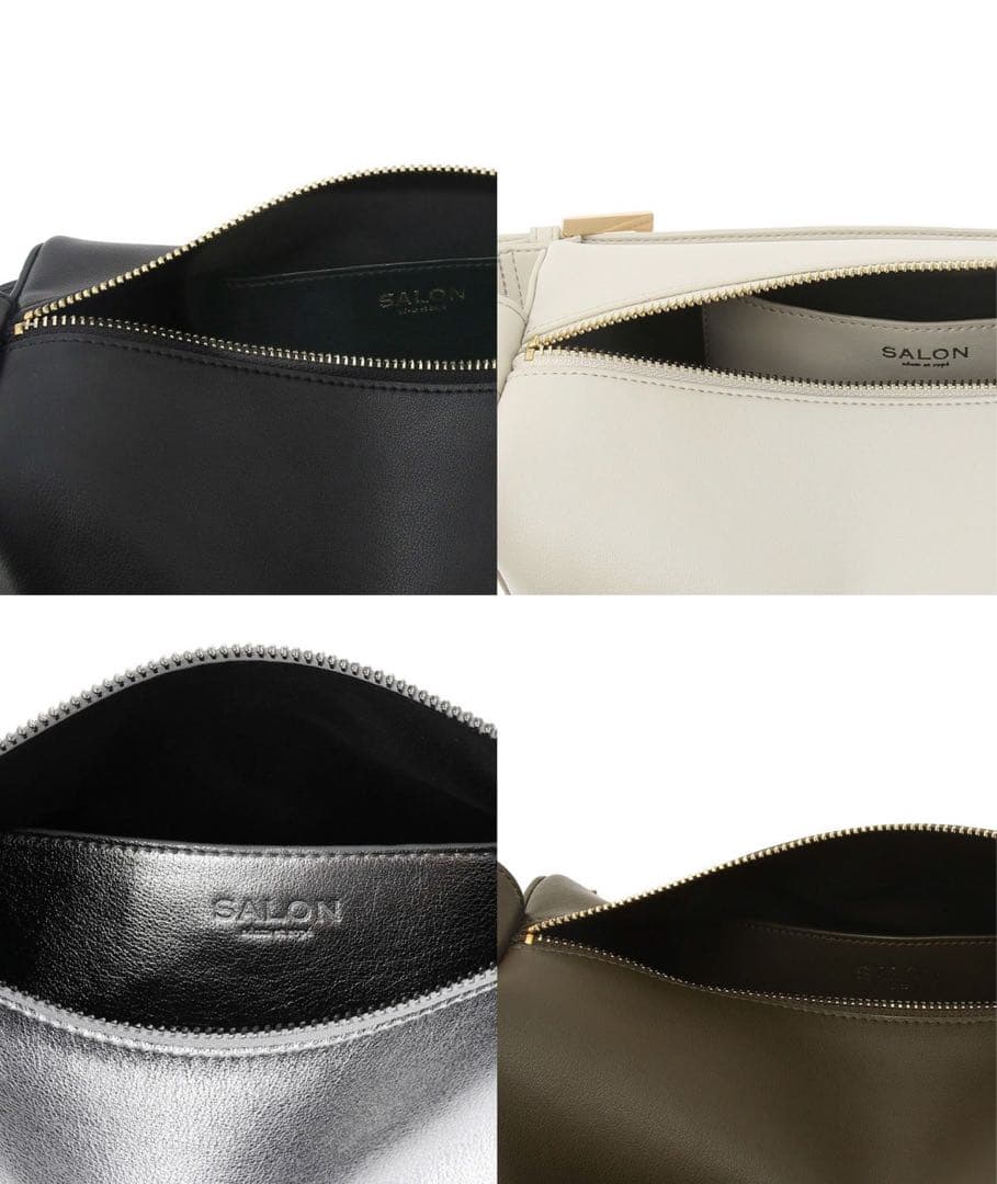 SALON adam et rope' グレーレザーボックスショルダーバッグ