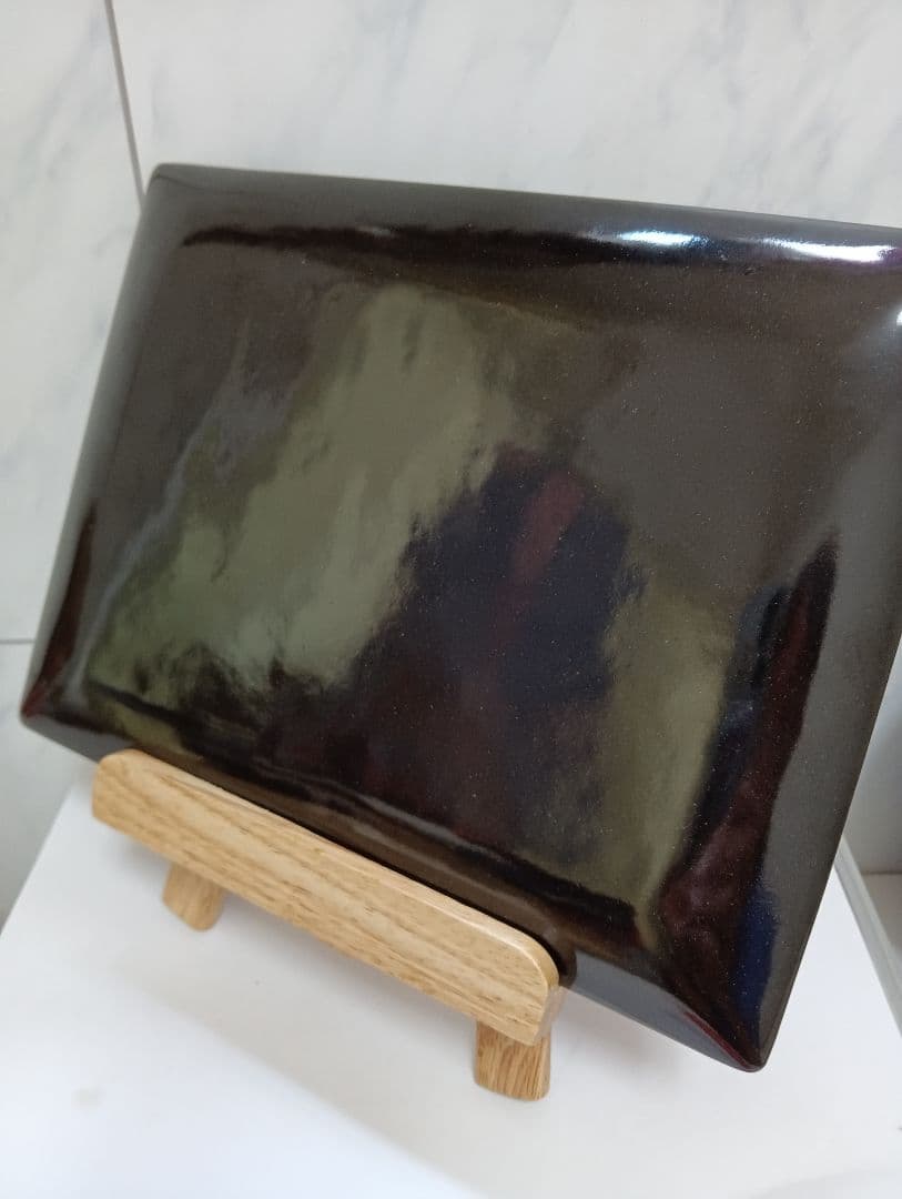 赤富士七宝焼金属製皿昭和後期松坂屋貴金属売場購入横幅２３、４Ｘ縦１７、６センチ品