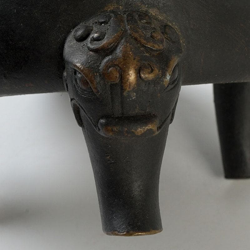 茶道具　古銅　鬼面　涼炉　香炉　在銘　Z　9628