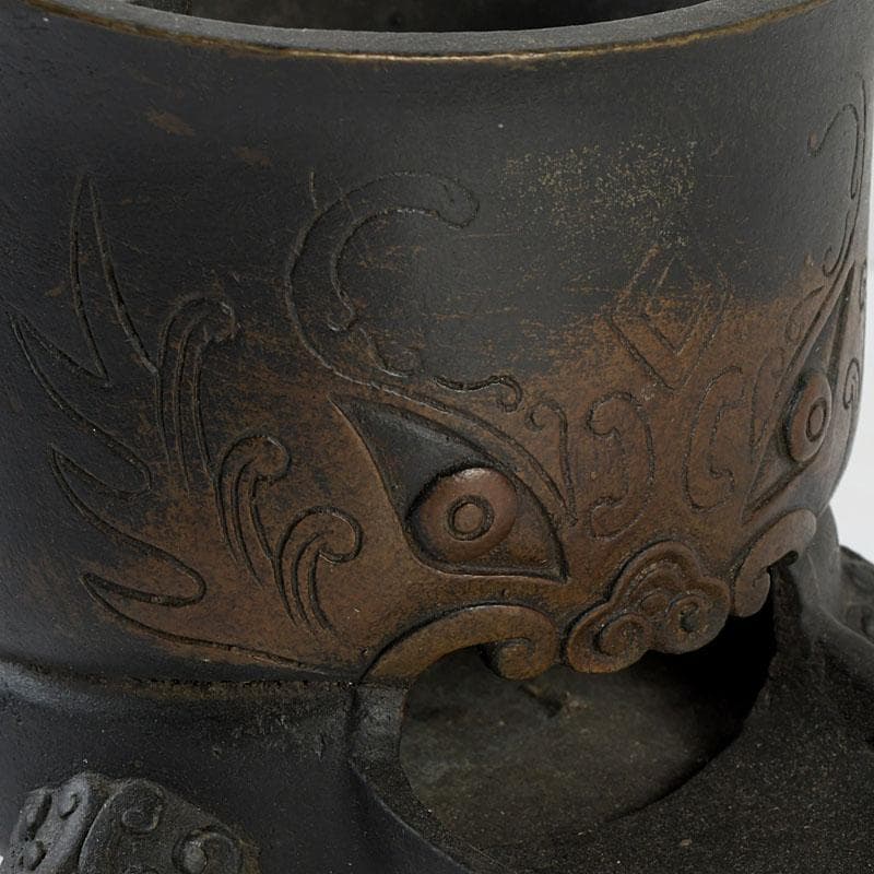 茶道具　古銅　鬼面　涼炉　香炉　在銘　Z　9628