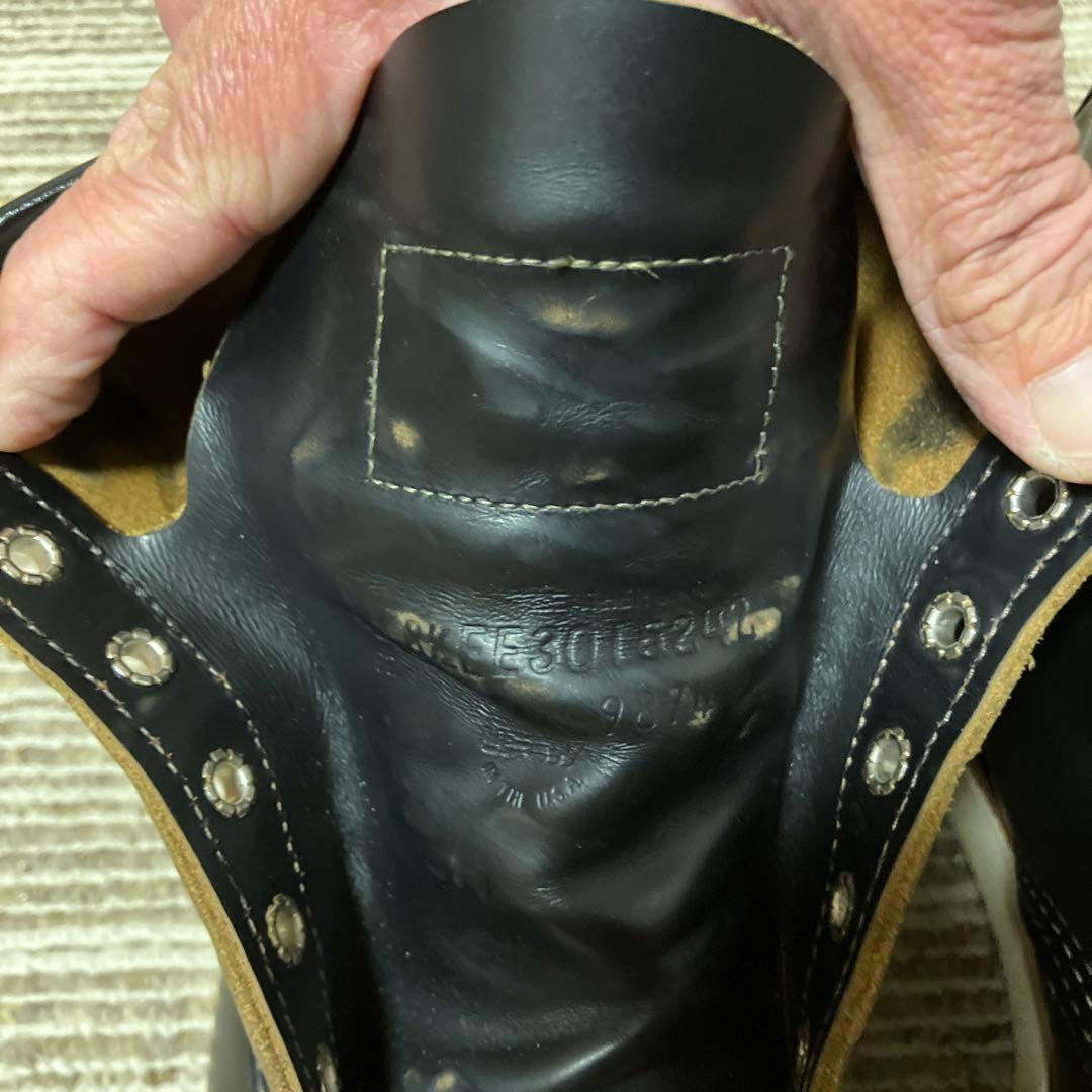 黒 レザー ワークブーツ