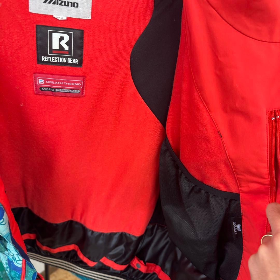 G1701 Mizuno スキーウェア 花柄 青系　上下セット