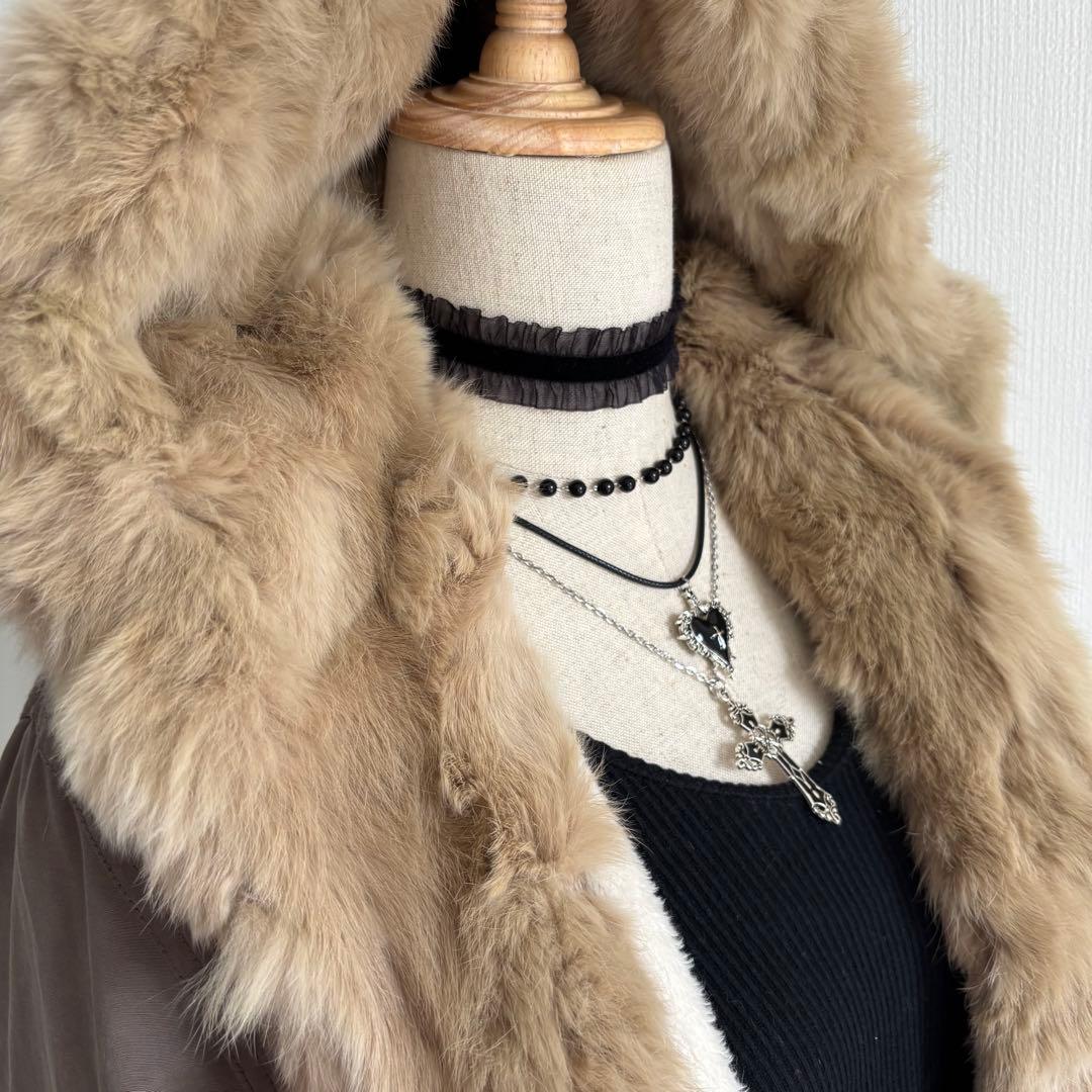 00’s 森ガール フェアリーグランジ ラビットファーモッズコート 平成ギャル